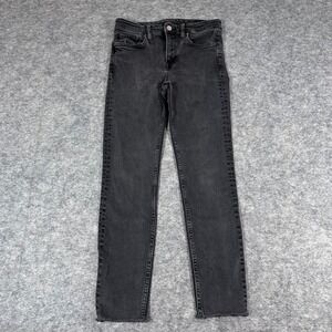 AllSaints Roxanne Skinny Jeans Black Raw Hem Denim Womens Size W28